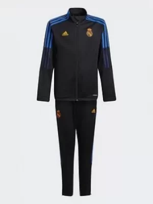 Boys, adidas Real Madrid Tiro Tracksuit, Black, Size 9-10 Years