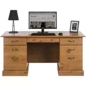 Teknik Office French Gardens Pine Effect Study Desk With Double