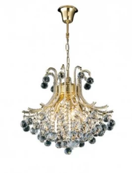 Ceiling Pendant Chandelier Round 4 Light French Gold, Crystal