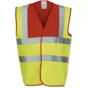 Yoko Adults Unisex Two Tone Class 1 Reflective Jacket (XL) (Red/Hi Vis Yellow) - Red/Hi Vis Yellow