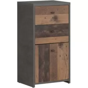 Forte Industrial 1 Door 2 Drawer Storage Cabinet - Brown & Grey - Brown