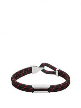 Diesel Black And Red Nylon And Stainless Steel Mens Bracelet