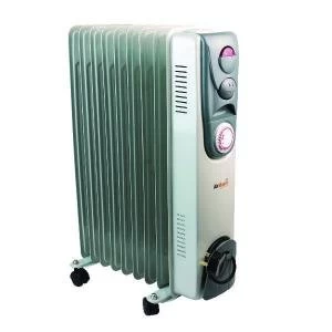 Oil Filled Radiator 2kW Timer Control White Variable thermostat with