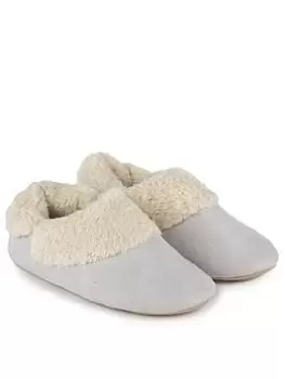 TOTES Suedette Bootie Slippers - Grey, Size 5-6, Women