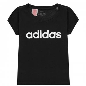 adidas Girls Essentials Linear T-Shirt - Black/White