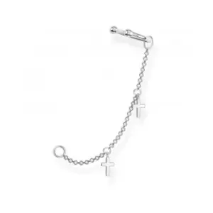 Silver Cross Ear Cuff With Chain EC0022-001-21