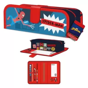Spider-Man Sketch Pencil Case Set (Pack of 7) (One Size) (Red/Blue)