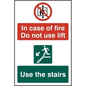ASEC In Case Of Fire Do Not Use Lift 200mm x 300mm PVC Self Adhesive Sign