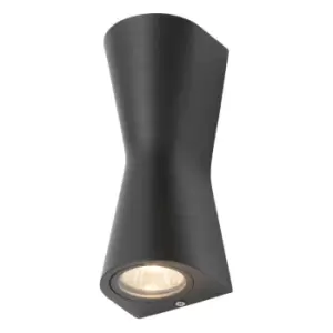 Zinc SKYE Outdoor Double Cone Up and Down Wall Light Black