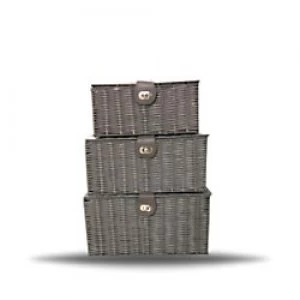 ARPAN Storage Basket Plastic Grey 36 x 28 x 18.5cm Set of 3