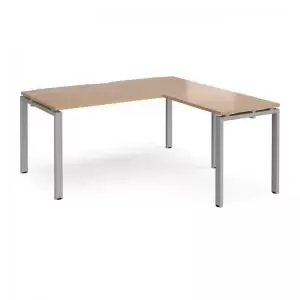 Adapt desk 1600mm x 800mm with 800mm return desk - silver frame and
