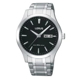 Lorus RXN23DX9 Mens Stainless Steel Dress Watch with Black Dial