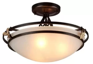 Combinare Flush Bowl Ceiling Lamp Bronze Antique, 3 Light, E27