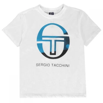 Sergio Tacchini Elbow T Shirt Junior Boys - White/Blue