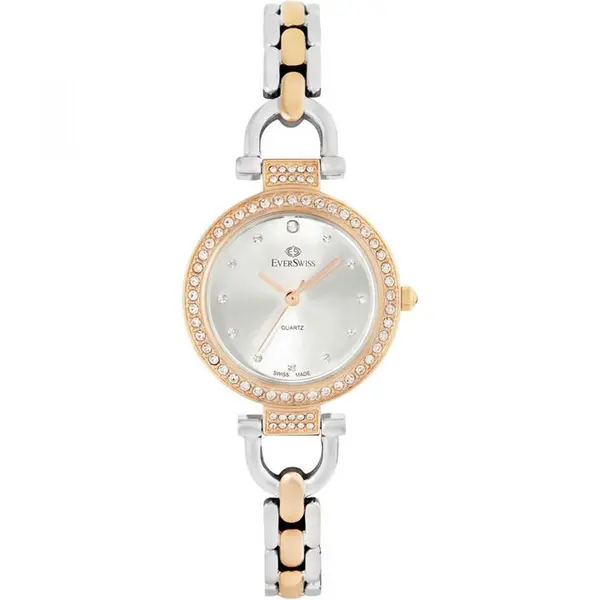 EverSwiss Ladies EverSwiss Crystaline Watch One Size Two-Tone Rose and Silver 84301490000