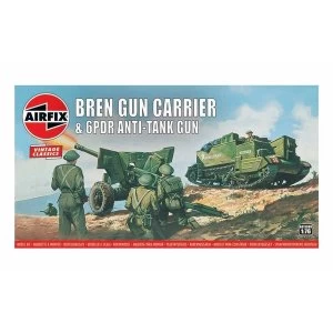 Bren Gun Carrier & 6PDR Anti-Tank Gun 1:76 Vintage Classic Military Air Fix Model Kit