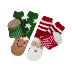 totes Toasties Novelty Christmas Kid's Slipper Socks MultiColoured