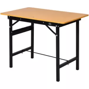 Heavy Duty diy Metal Garage Workbench Storage Drawer Table Wood Surface - Yellow, Black - Homcom