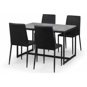 Concrete Effect Dining Set - Staten Dining Table & 4 Jazz Black Chairs