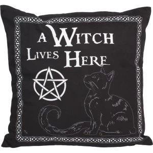 A Witch Lives Here Cushion