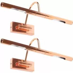 Minisun - 2 x Adjustable Twin Picture Wall Lights - Copper