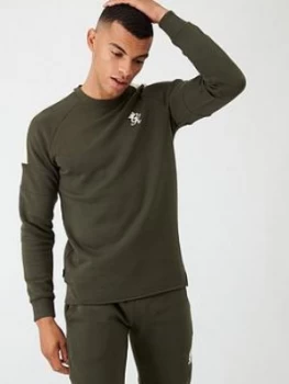 Gym King Core Plus Crew Neck Sweater - Khaki, Forest, Size S, Men