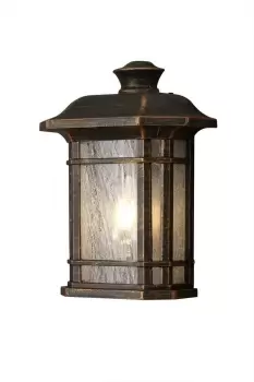 Boonville Half Wall Lamp, 1 x E27, Brushed Black Gold, Seeded Glass, IP54