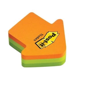 Post-it Sticky Notes Arrow Shaped Neon Orange/Green 1 x 225 Sheets