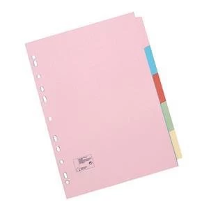 5 Star Office A5 File Dividers 5 Part Assorted Colours
