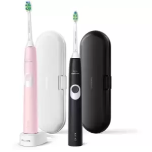 Philips Sonicare ProtectiveClean 4300 HX6800/35 Sonic Electric Toothbrush, 2 shafts Black and Pink