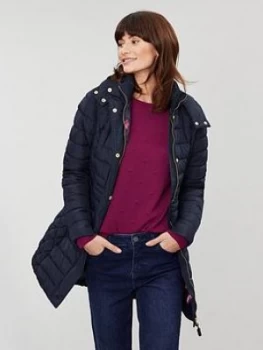 Joules Joules Touchline Padded Coat With Removable Faux Fur Trim - Navy