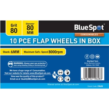 Bluespot - 19628 10 Piece 80 Grit 80MM Flap Wheels In Box
