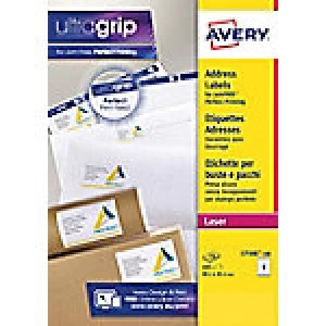 AVERY Parcel Labels L7166-100 UltraGrip White Self Adhesive A4 99.1 x 93.1mm 100 Sheets of 6 Labels