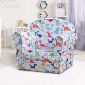 Childrens Dinosaur Print Soft Fabric Armchair Multi Colour