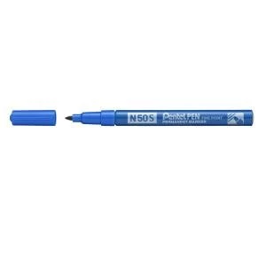 Pentel N50S-C Fine Tip Bullet Marker Pen Blue Pack 12 59081PE