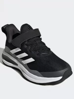adidas Fortarun Elastic Lace Top Strap Running Shoes, Black/White/Grey, Size 1