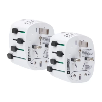 Fujifilm PowerSafe Earthed World Travel Adapter - White, Twin Pack