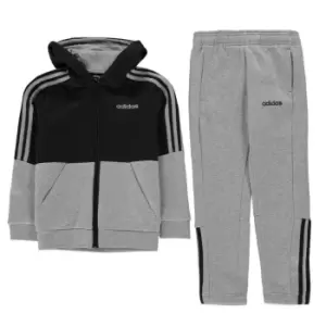 adidas Boys Essentials 3-Stripes Zip Tracksuit - Grey