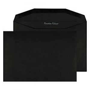 Creative Dark Coloured Envelopes C5+ Gummed 162 x 235mm Plain 120 gsm Jet Black Pack of 500