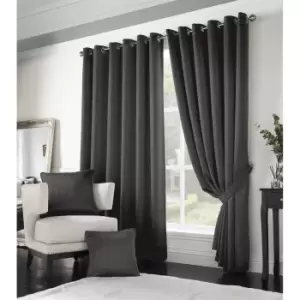 Essential Living Adiso Eyelet Ring Top Curtains 168cm x 183cm Charcoal