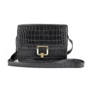 KS Brands Square Lock Crocodile Cross Body Bag (One Size) (Black)
