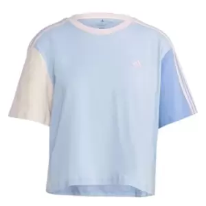adidas 3S Crop T Shirt Womens - Blue