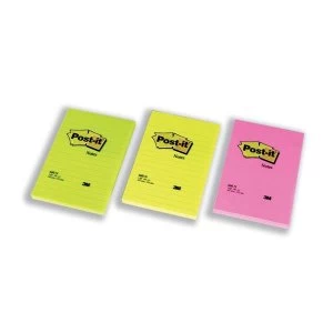 Post it Sticky Notes 102 x 152mm Large Feint Ruled Rainbow Colour 6 x 100 Sheets