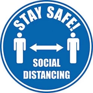 Seco Floor Sticker Stay safe, social distancing Blue Anti Slip Laminate 30 x 30cm Pack of 2
