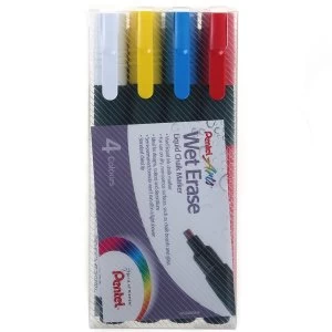 Pentel Assorted Chisel-Tip Wet-Erase Chalk Markers - Pack of 4