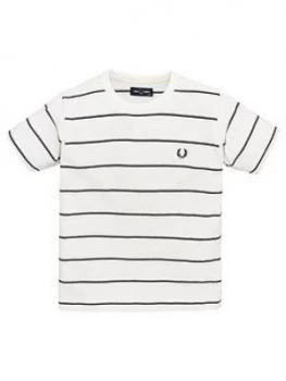 Fred Perry Boys Stripe Short Sleeve T-Shirt - White, Size 6-7 Years