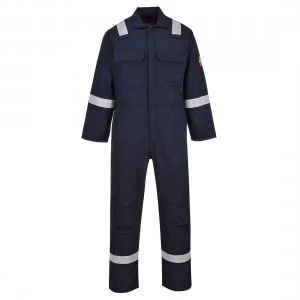 Biz Weld Mens Iona Flame Resistant Coverall Navy Blue Small 32"