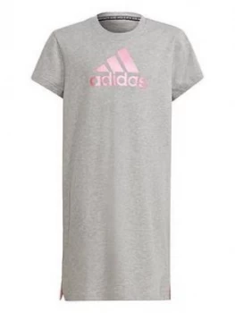 adidas Junior Girls Dress - Grey/Pink, Size 7-8 Years, Women