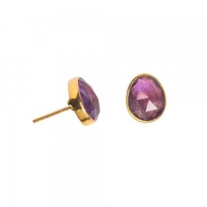 Juvi Designs Gold vermeil boho oval stud Purple