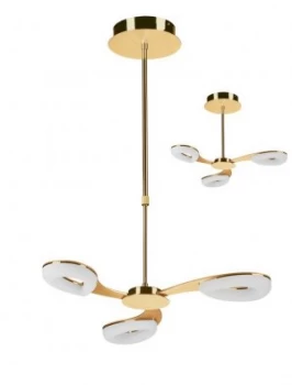 Telescopic Semi Flush Convertible 3 Light 15W LED 3000K, 1350lm, Satin Gold, Frosted Acrylic, Gold